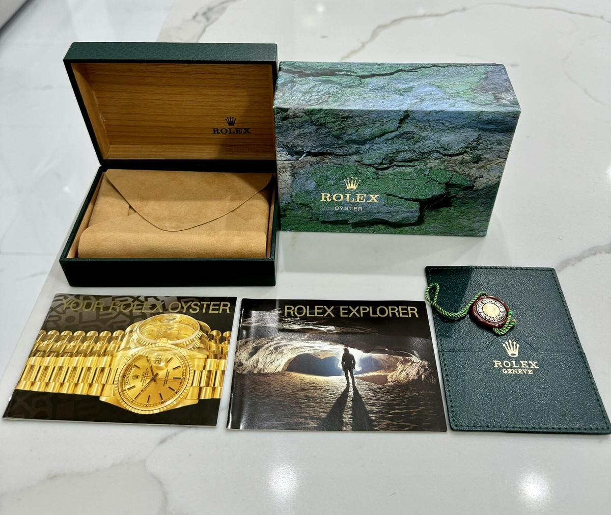 Authentic ROLEX Explorer i 14270 Watch Box COMPLETE SET Holder