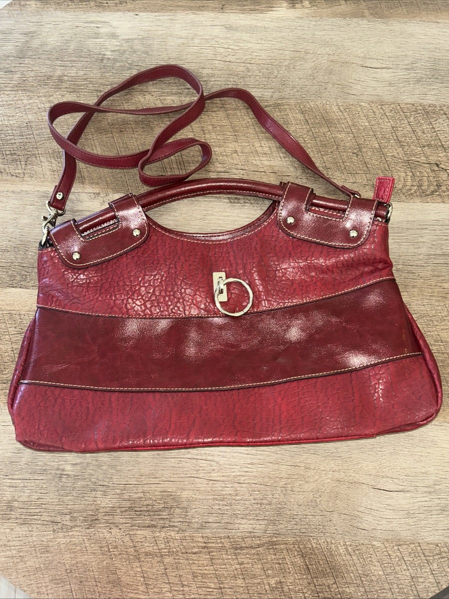 Rina Rich Two-tone Maroon/Burgundy Top Handle Crossbody Handbag