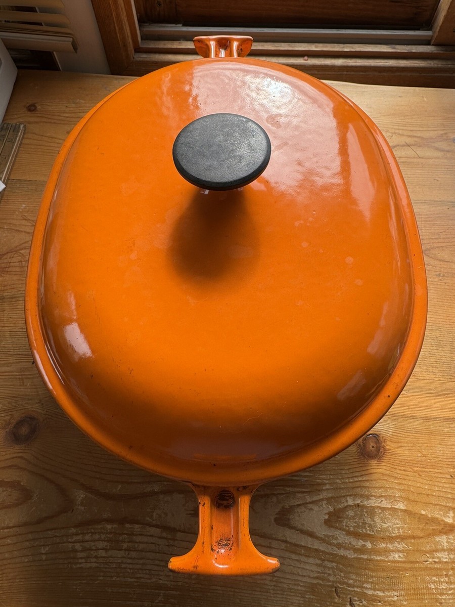 Vntg Le Creuset France #33 Orange Cast Iron La Mama Enzo Mari Oval