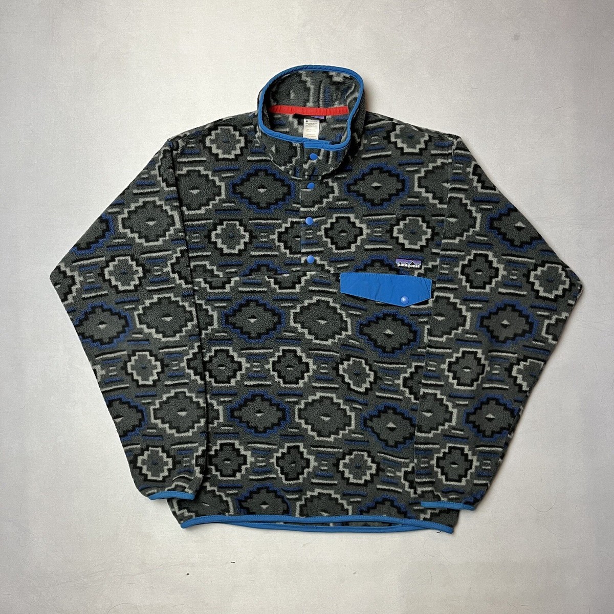 Patagonia Synchilla Aztec Snap T Fleece Blue Gray Small Fall '12