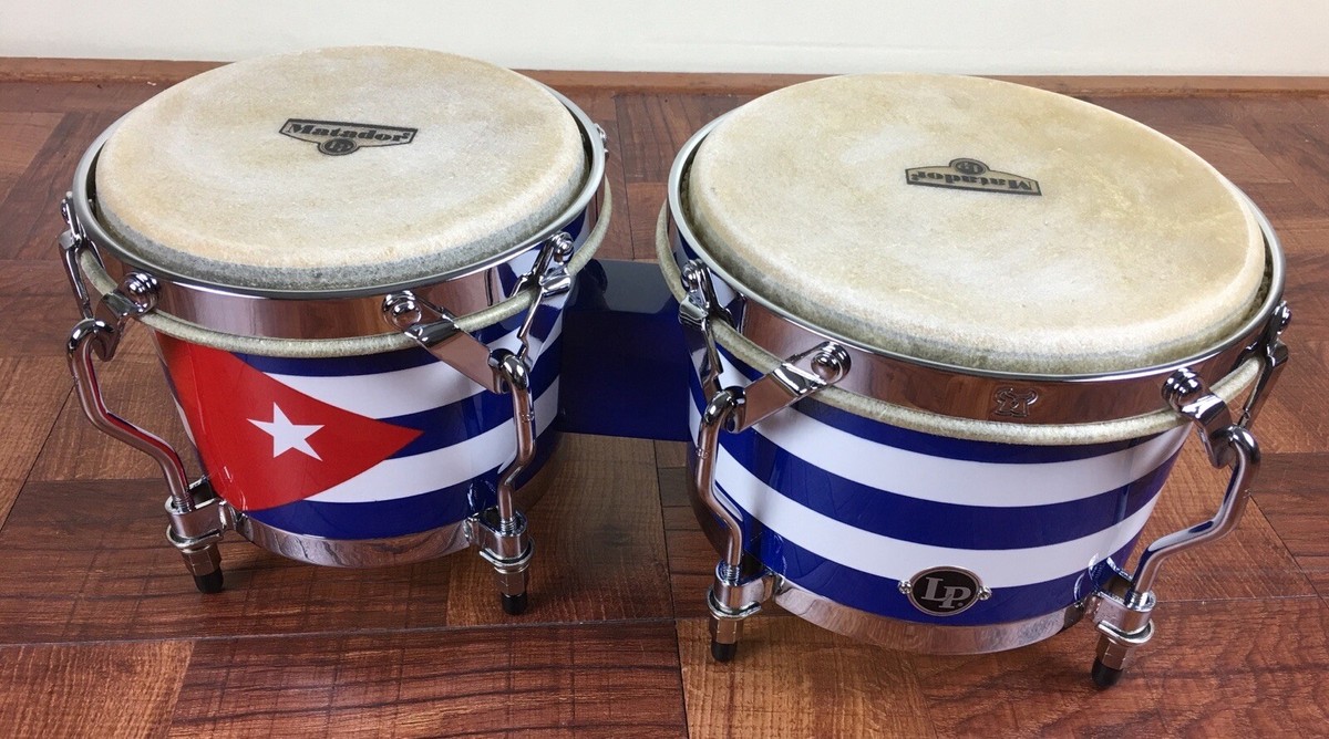 LP Matador Wood Bongos - Cuban Flag Design Chrome Hardware - M201
