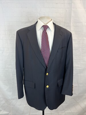 LORO PIANA SUPER 120 Brooks Brothers Men's Black Solid Wool Blazer