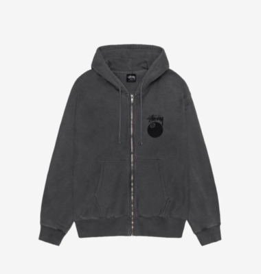 Stussy 8 Ball Pigment Dyed Zip Hoodie Black, 100% Authentic | eBay