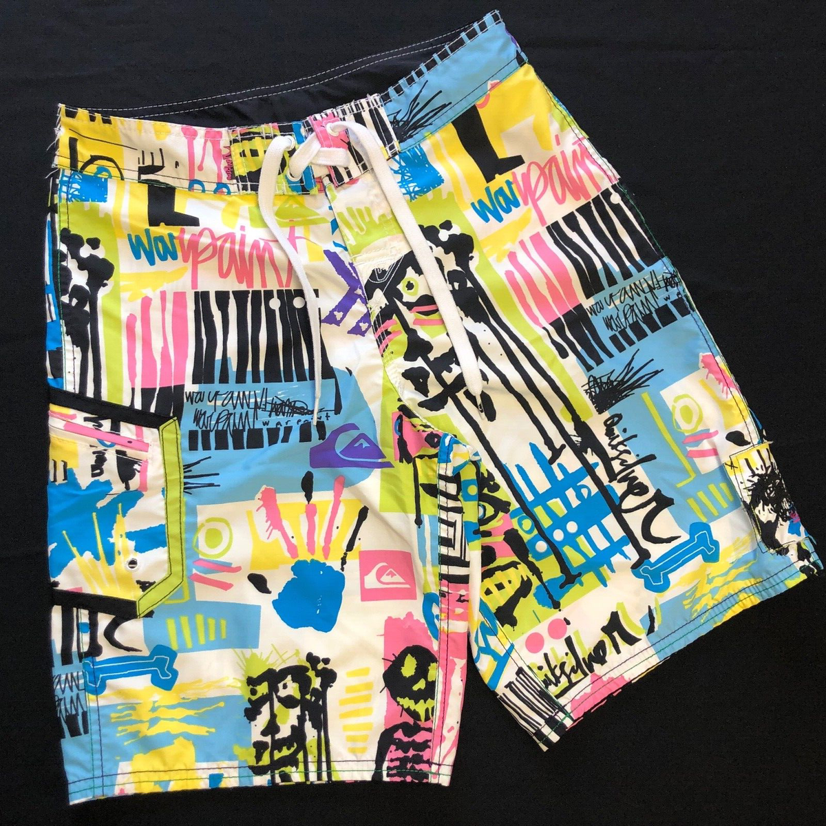 RAD 90s STYLE QUIKSILVER BOARD SHORTS WAR PAINT SERIES KELLY
