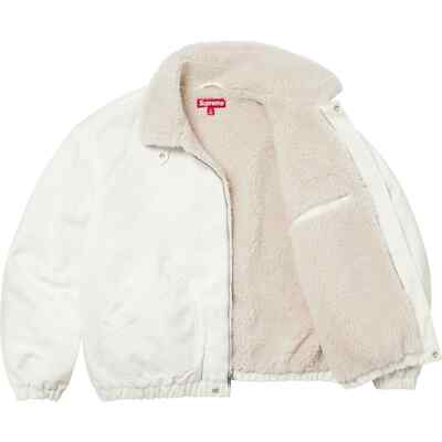 Supreme Faux Shearling Lined Bomber Jacket FW24 Black White Denim