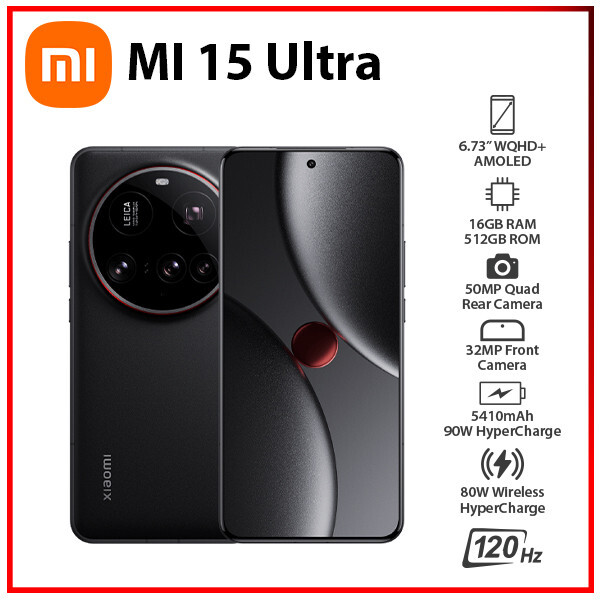 Xiaomi 15 Ultra 5G 16GB+512GB BLACK Dual SIM Unlocked Android Cell
