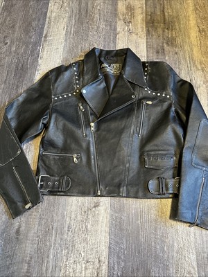 Y2K Vintage No Fear Leather Motorcycle Jacket Large | eBay