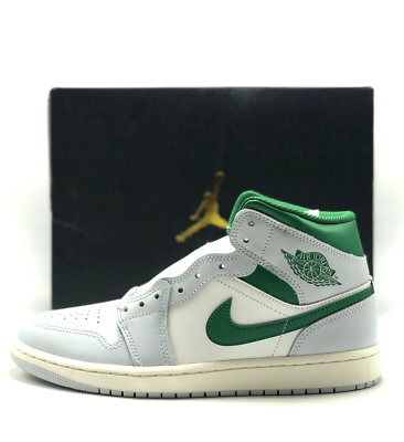 NEW* Men NIKE Air Jordan 1 Mid Summit White/Pine Green (DQ8426 142