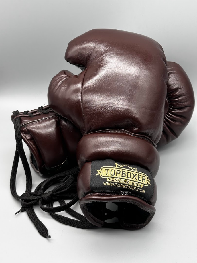 Old School Vintage TOP BOXER BOXING GLOVES Authentic Leather / 16