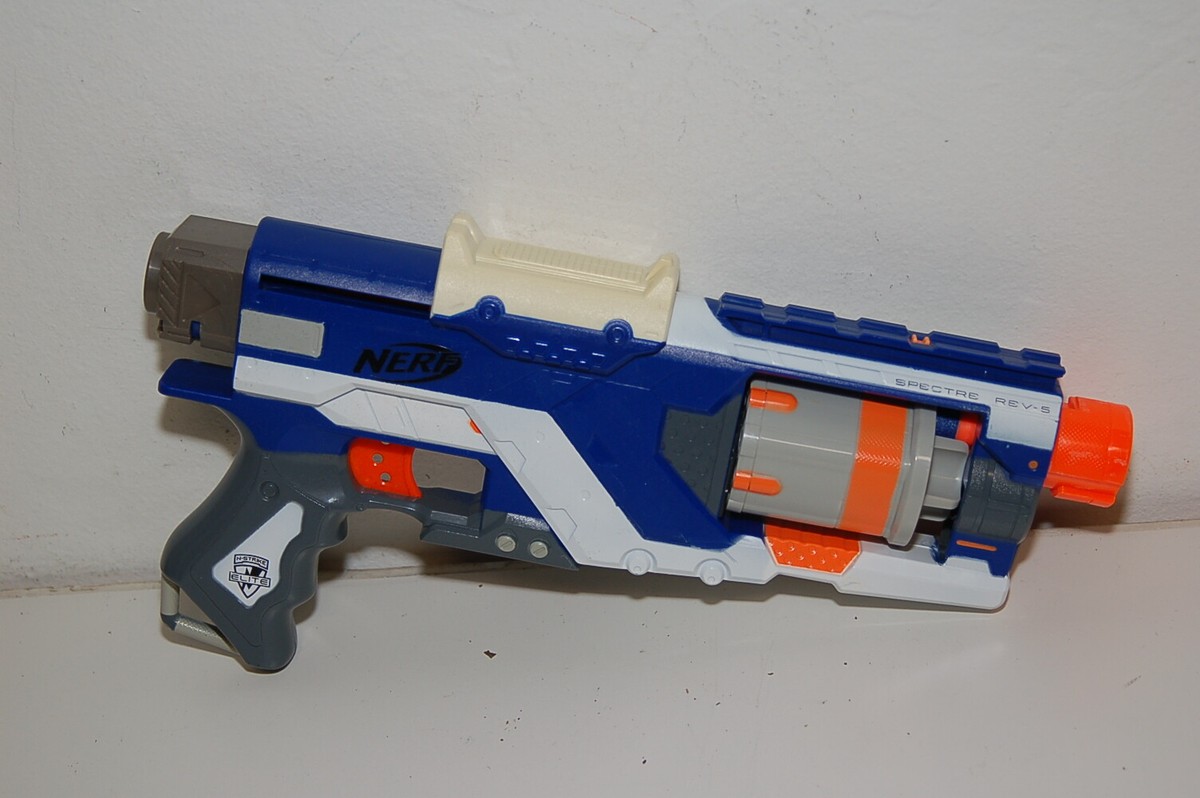 NERF Spectre Rev-5 Dart Gun Blue N-strike Elite Blaster (Yellowing