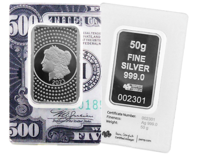 2023 Pamp Suisse Morgan Tribute 50 Gram Silver Bar - In Assay | eBay