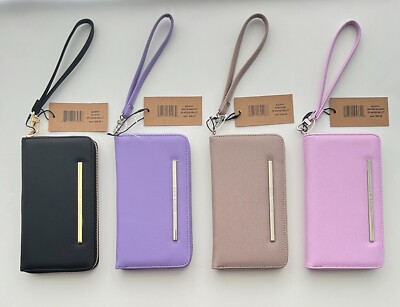 STEVE MADDEN BZIPPY ZIP AROUND WALLET WRISTLET SMOOTH TEXTURED NWT