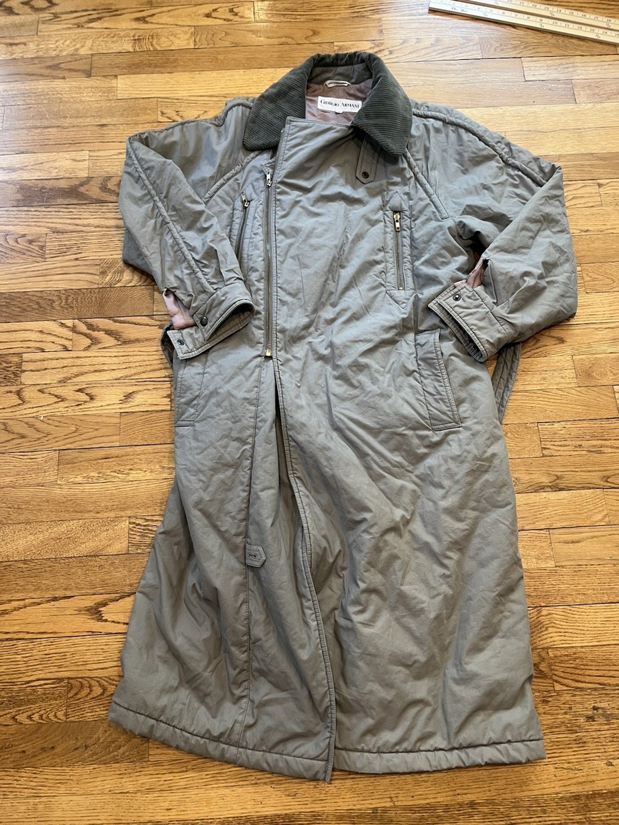 RARE SASHED VINTAGE 1980s Georgio Armani Full Length Coat Mens