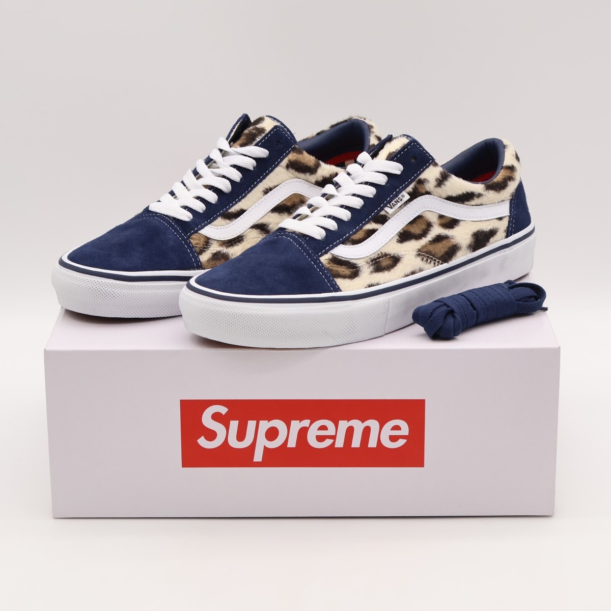 VN0A5FCBBX9 Supreme Vans Leopard Old Skool Navy White (Men's) | eBay