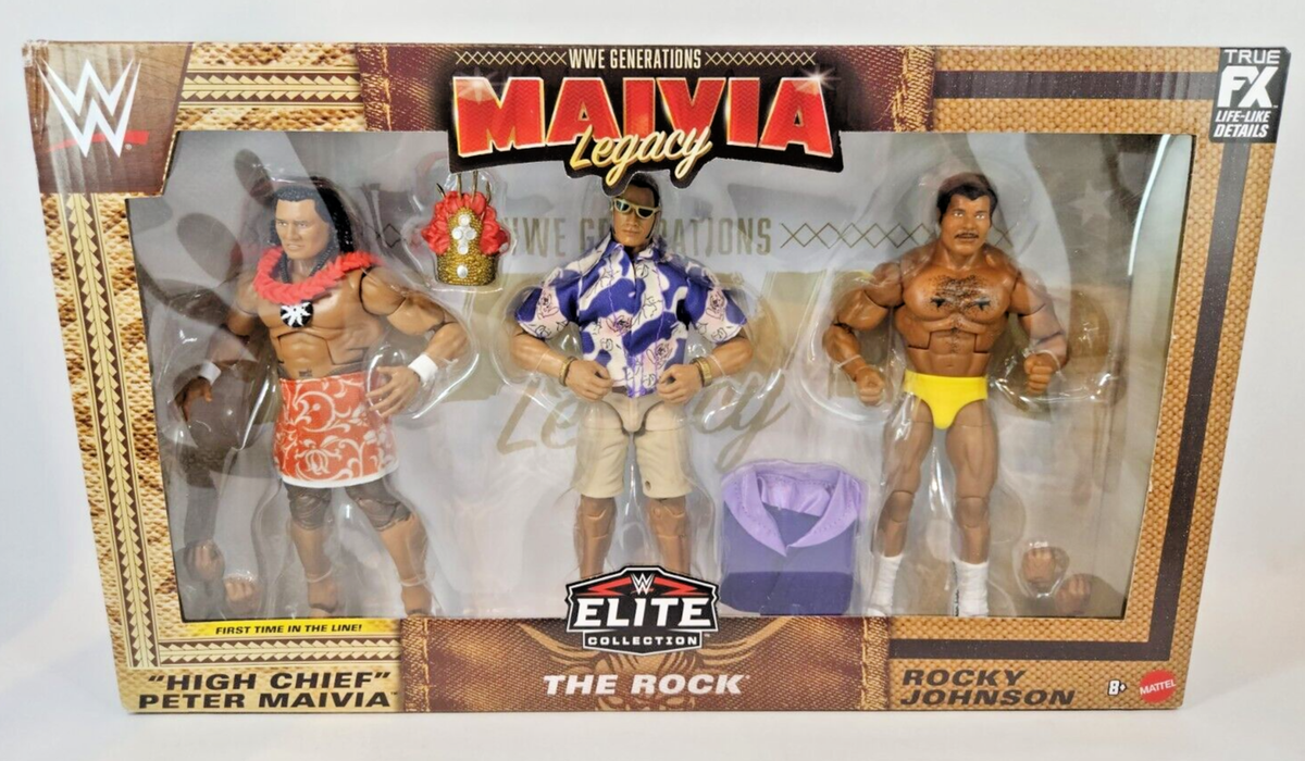Toy WWE Elite Maivia Legacy 3-Pack The Rock Rocky Johnson Peter