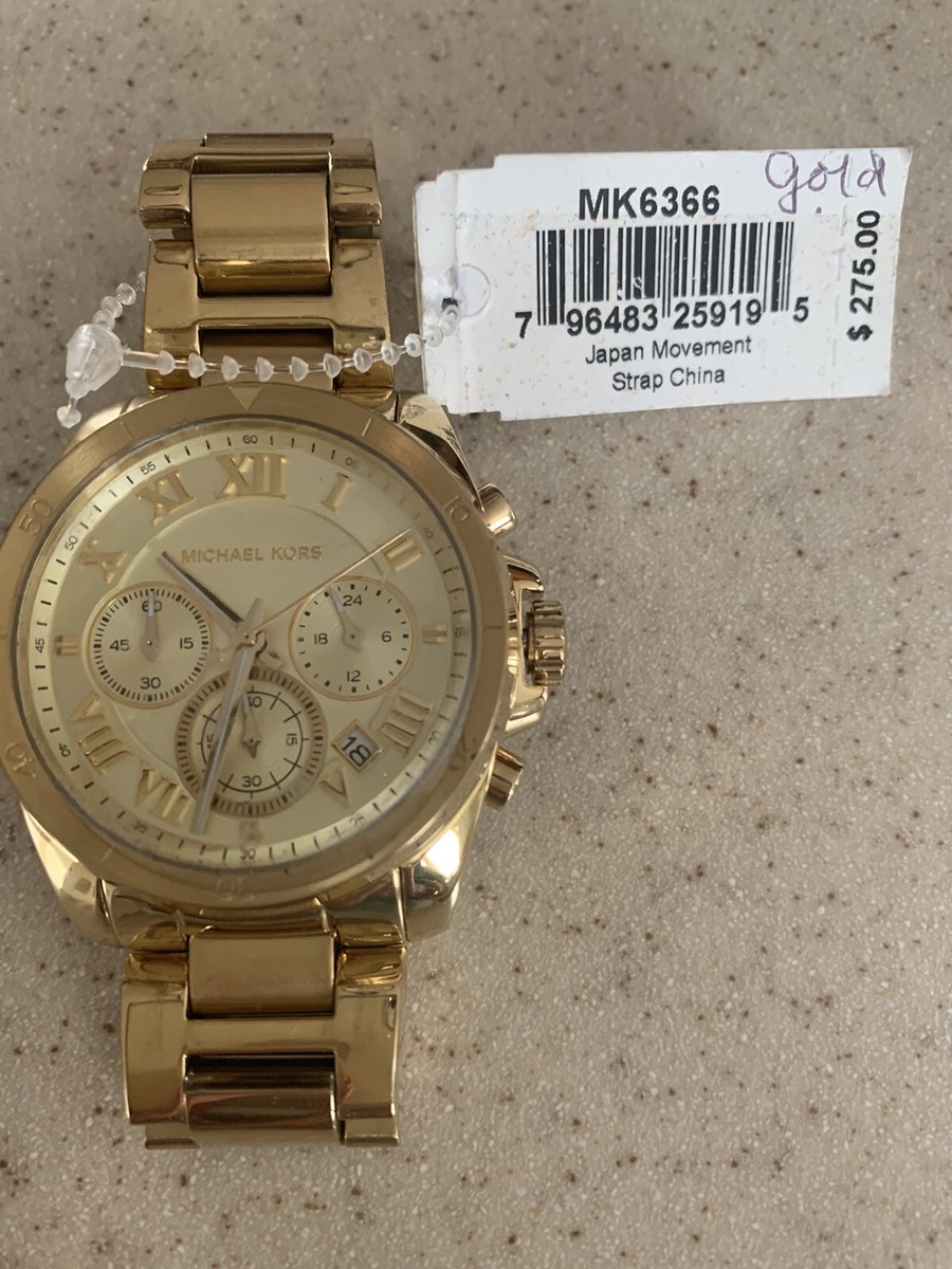 Michael Kors Chronograph Date Stainless S. Gold Watch 6366 Japan