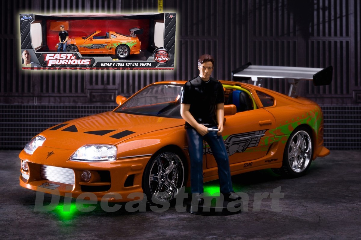 Jada 1:18 Fast & Furious Brian's Toyota Supra w/Light & Figure