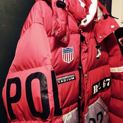 POLO RALPH LAUREN 1992 Winter Stadium Down Jacket Size L Red Used