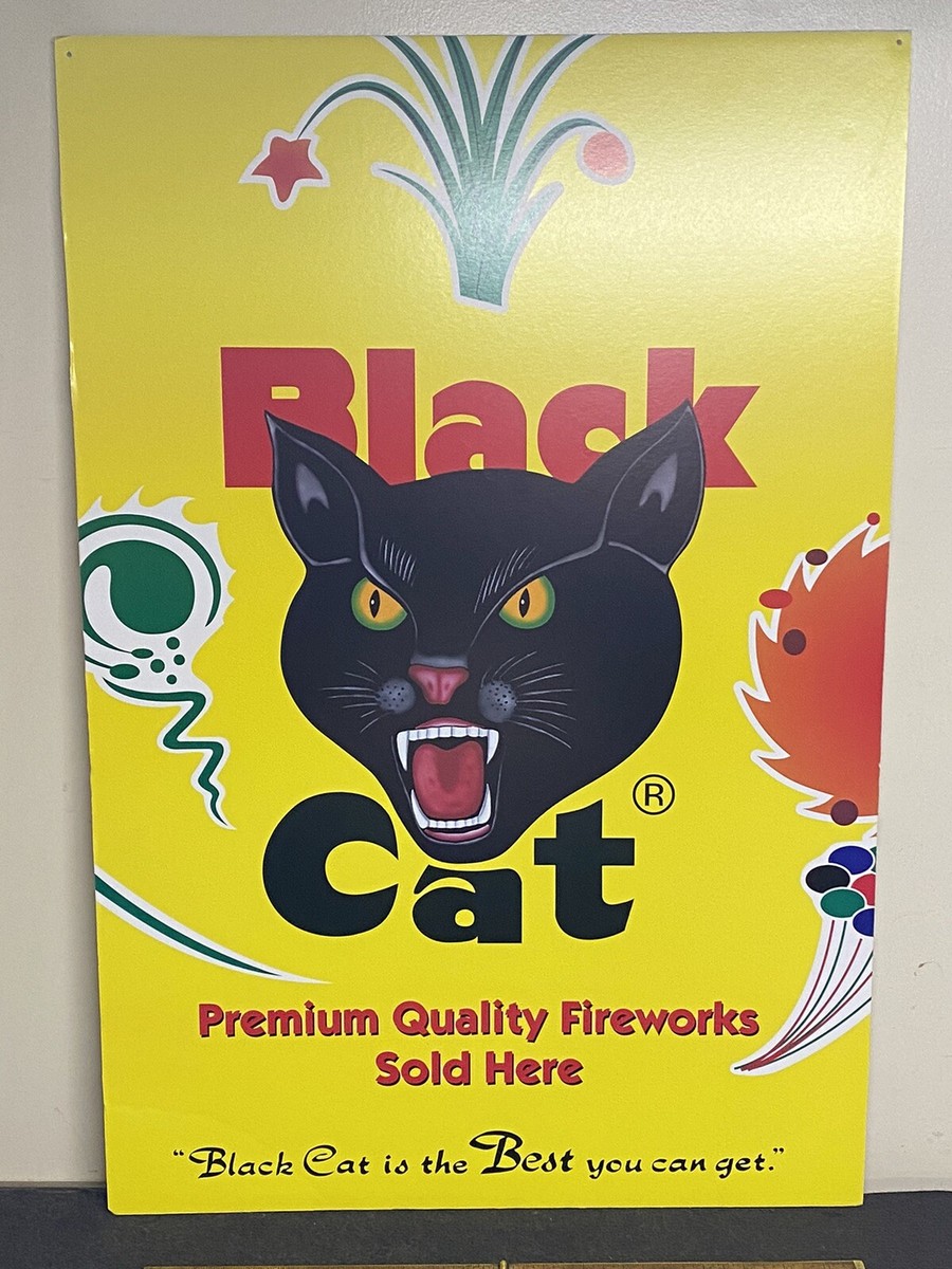 VINTAGE BLACK CAT FIREWORKS POSTER 20” X 30” On Added Hard Backer