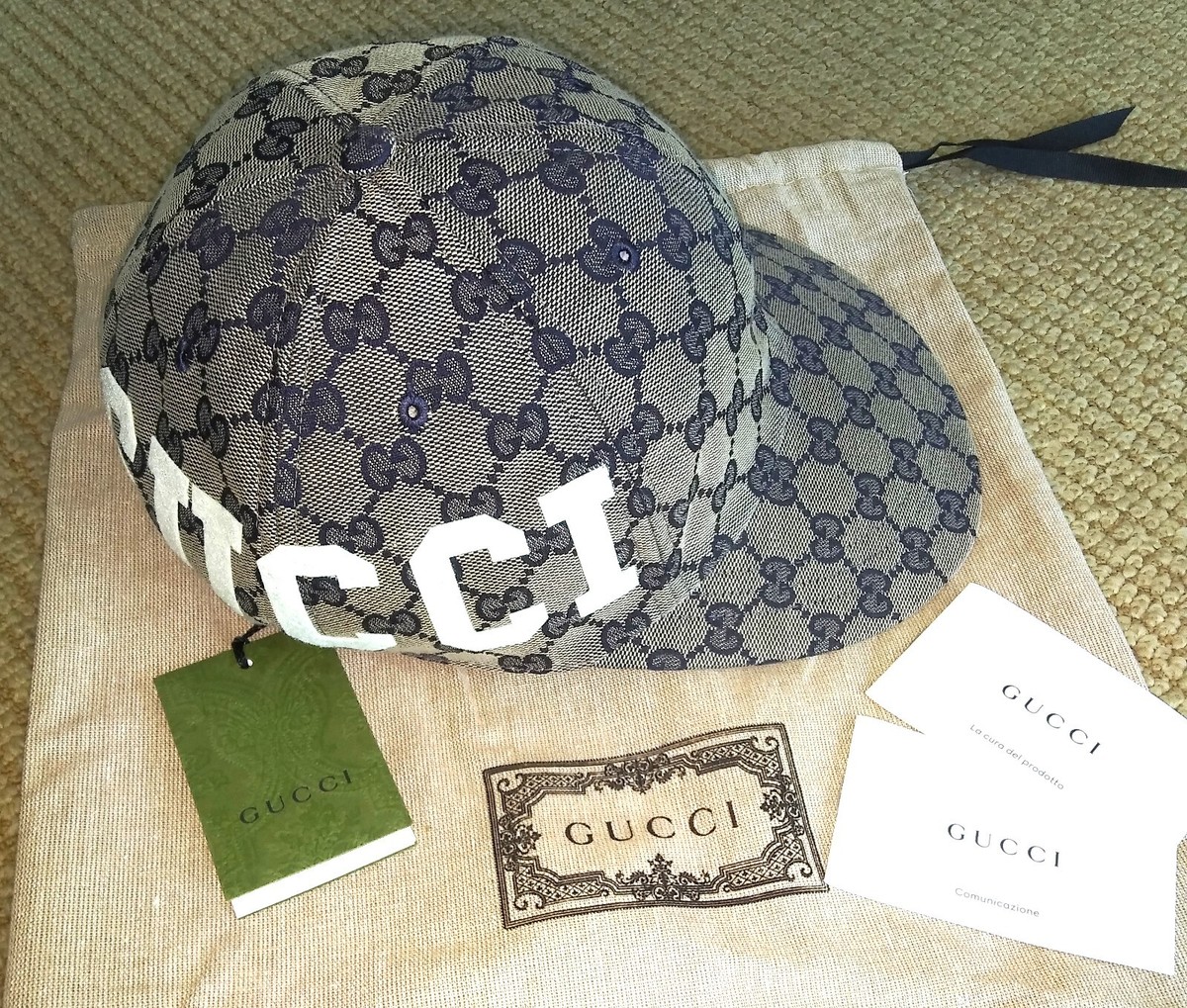 GUCCI GG Logo 25 Patch Jacquard Cotton Canvas Baseball Cap Hat