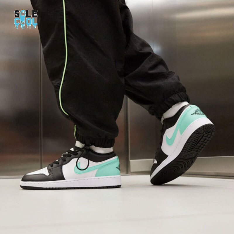 Nike Air Jordan 1 Low Green Glow White Men's or GS Shoes 553558