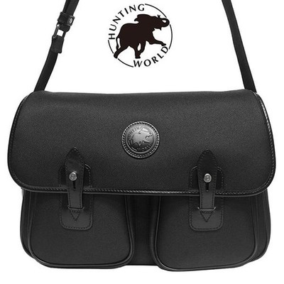 HUNTING WORLD Shoulder bag color black canvas leather W14.17in H12