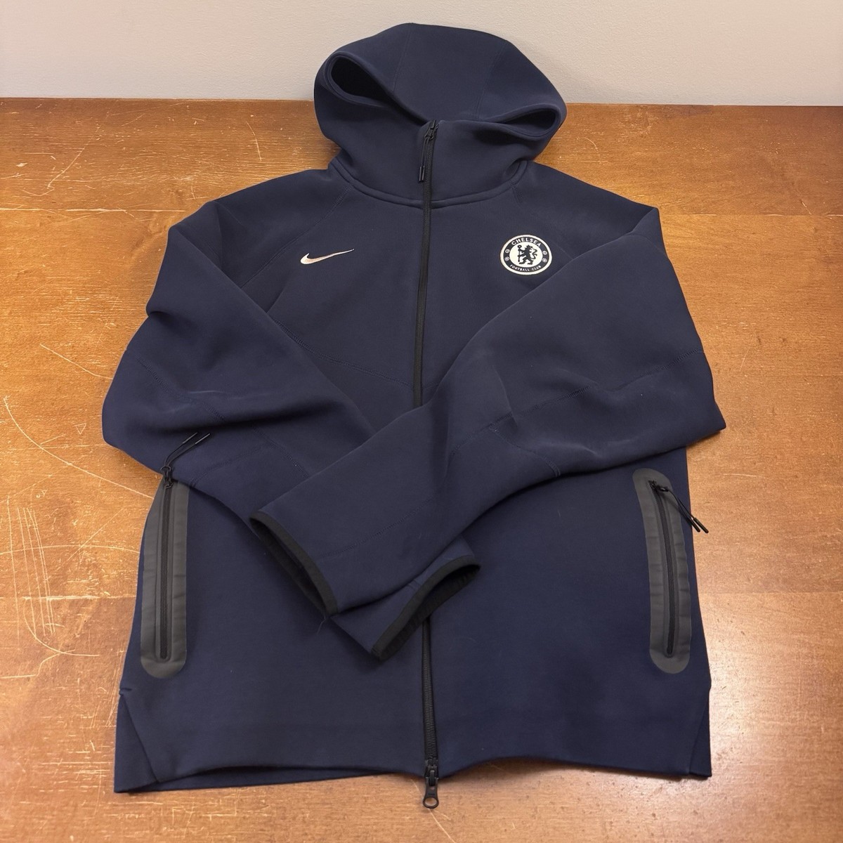Chelsea FC Jacket Mens 3XL Blue Fleece Windrunner Full Zip Hoodie