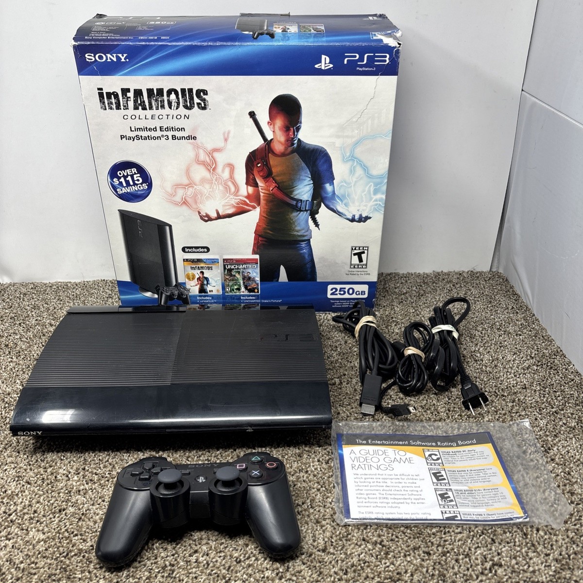 Sony PlayStation 3 250GB Super Slim Black PS3 Game Console In Box