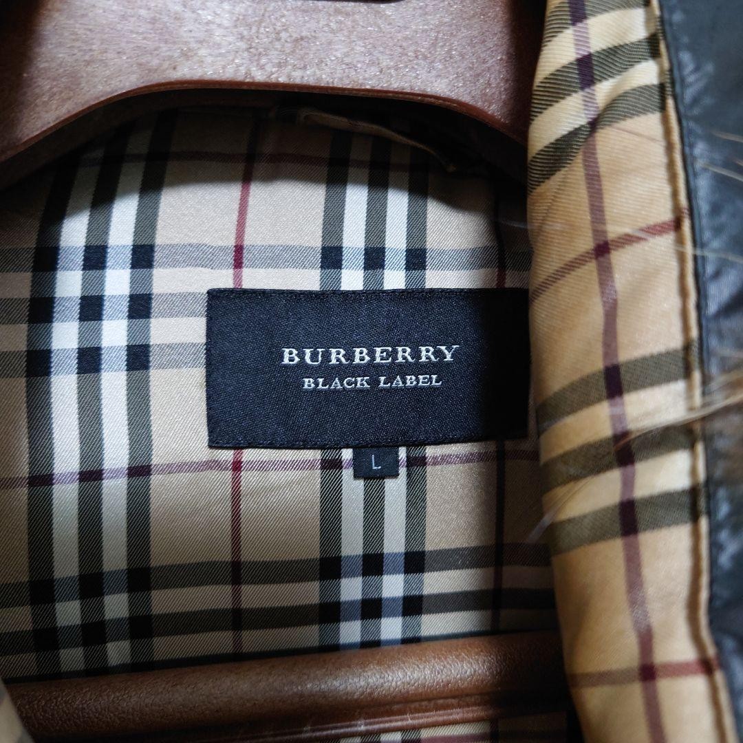 Burberry Black Label Polyester Down Jacket Black Check Lining Fur