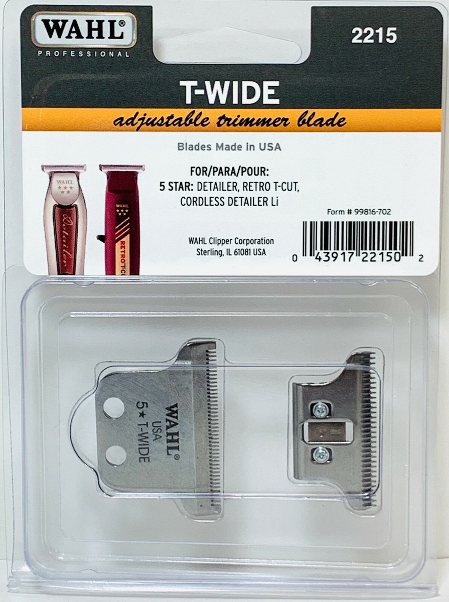 Wahl #2215 T-Wide Adjustable Trimmer Blade For Detailer & Retro T