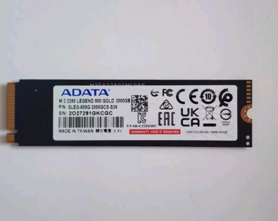 LESS THAN 10 HRS) ADATA 2TB SSD Legend 800 GOLD NVMe PCIe Gen4 M.2