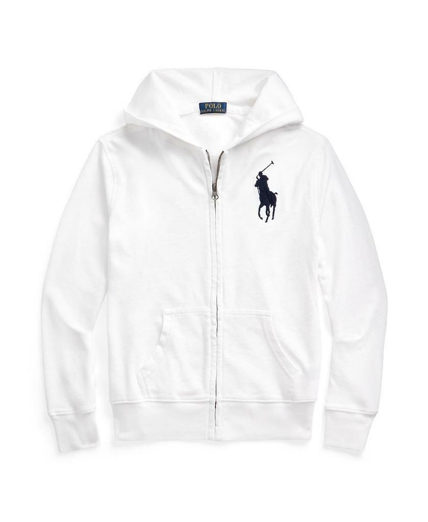 NWT Polo Ralph Lauren Big Boys White Big Pony Full Zip Hoodie