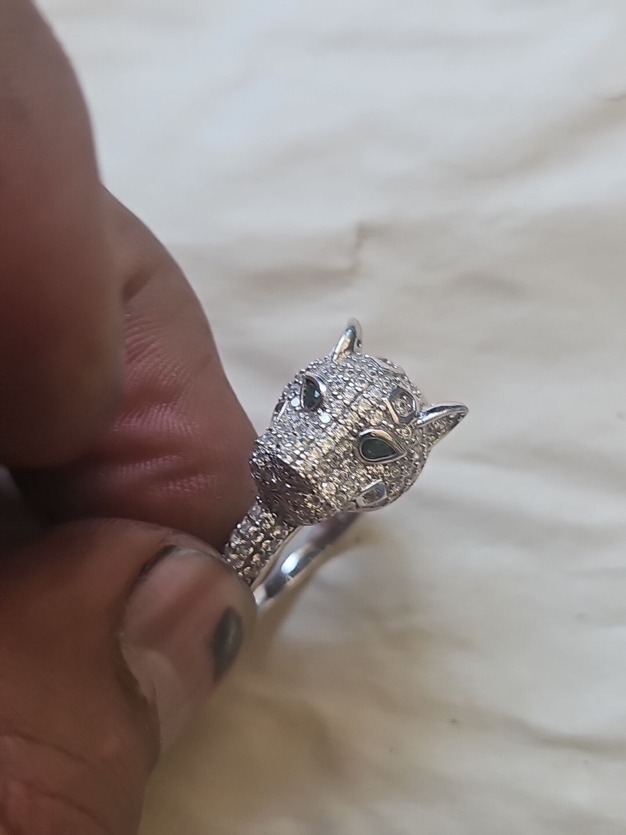 Fzn Sterling Silver Multi Stones Jaguar Head Ring Very Beautiful