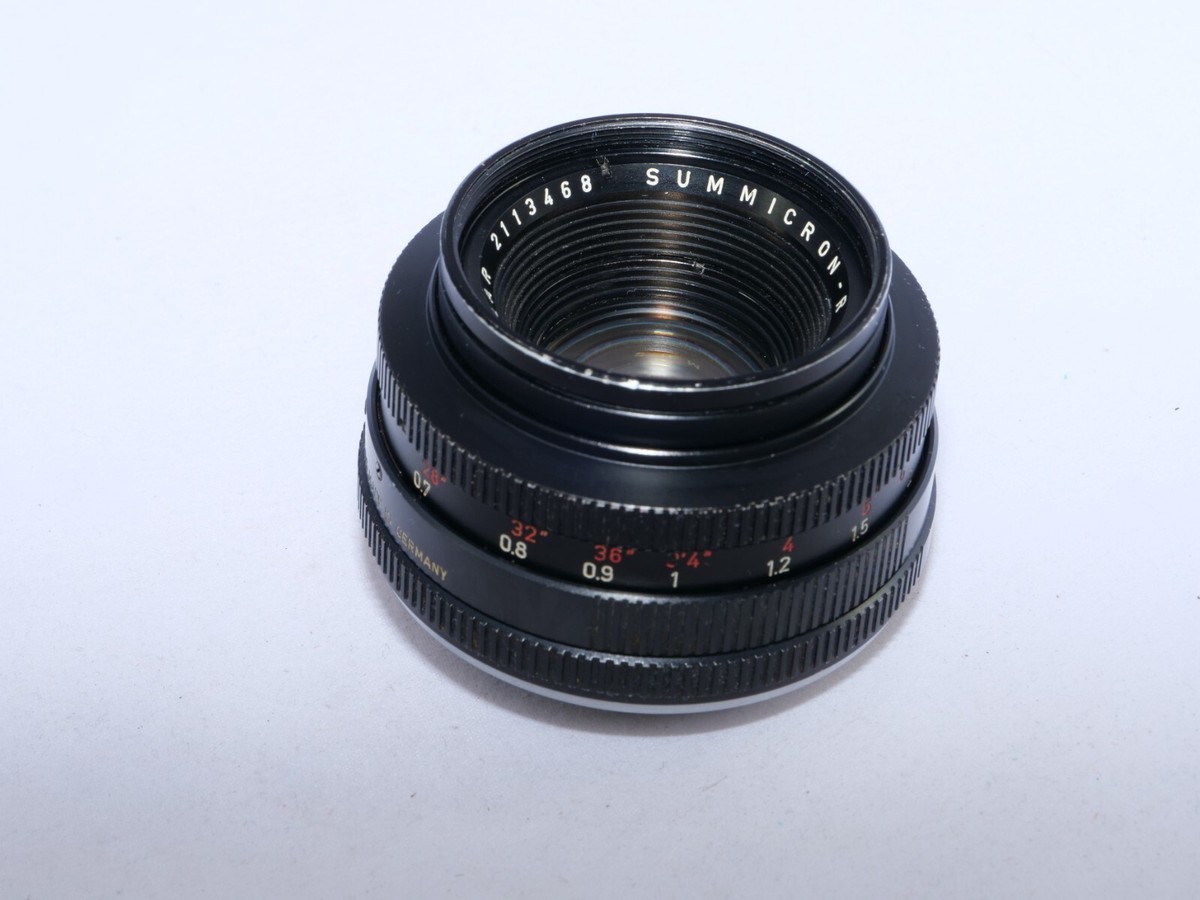 Leica Summicron-R 50mm f2 lens. Germany. 1 CAM. RED SCALE. Hood