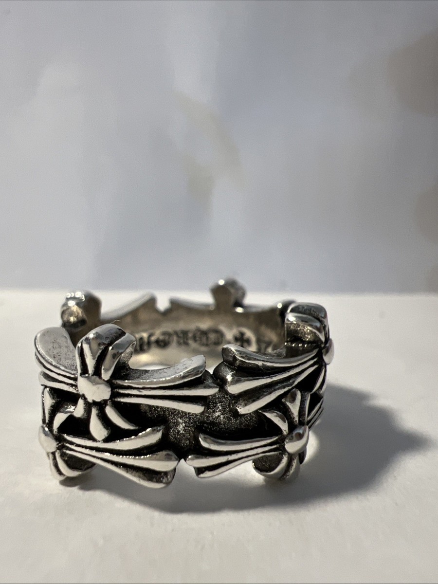 US Size 7 Chrome Hearts Cemetery Cross Ring Vintage 925 Sterling