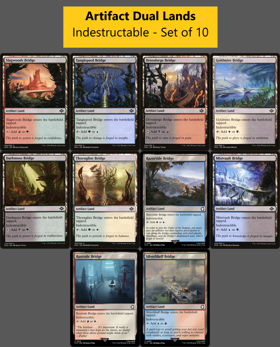 ARTIFACT Dual Lands - Full Set of 10 Bridge Lands - Indestructible