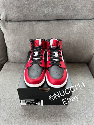 Size 5.5Y - Nike Air Jordan 1 Mid Chicago Black Toe GS with