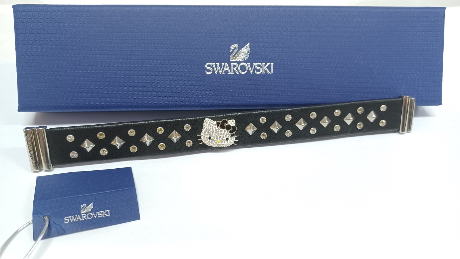 Swarovski Hello Kitty Rock Bracelet Black Leather Crystal