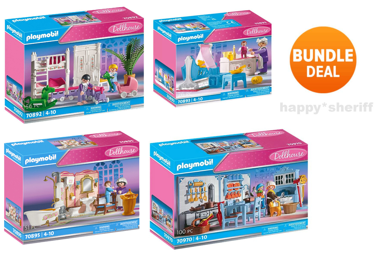 Playmobil Victorian Dollhouse Sets 70892 and 70893 and 70895 and