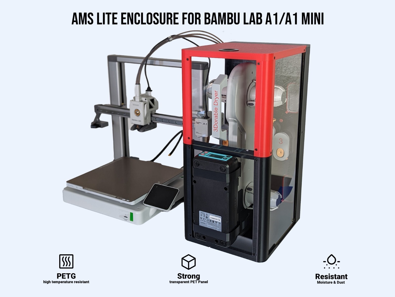 AMS Lite Enclosure for Bambu Lab A1/A1 Mini, Transparent Panel
