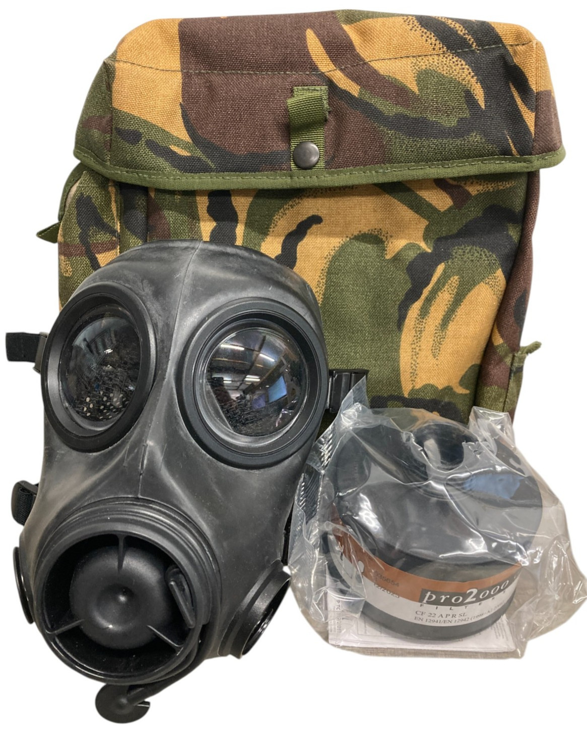 Avon FM12 Gas Mask Respirator DPM Camo Haversack & Scott Filter