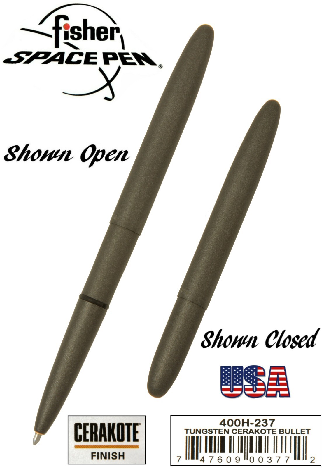 Fisher Space Pen #400H-237 / Tungsten Cerakote Bullet Space Pen | eBay