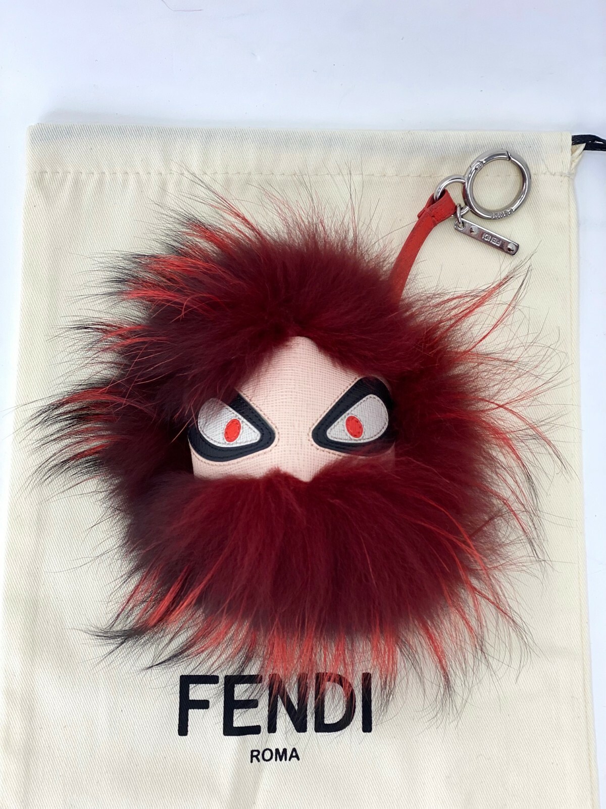 Fendi Key Holder Red Fur Bag Bugs Leather Key Chain Bag Charm Ebay