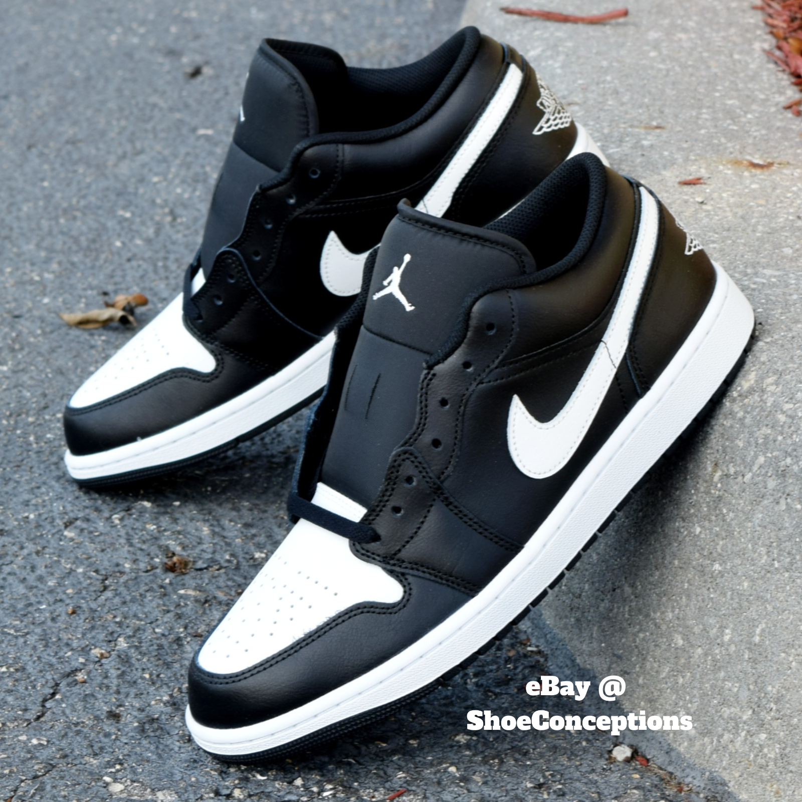 Nike Air Jordan 1 Low Shoes Black Summit White 553558-043 Men's