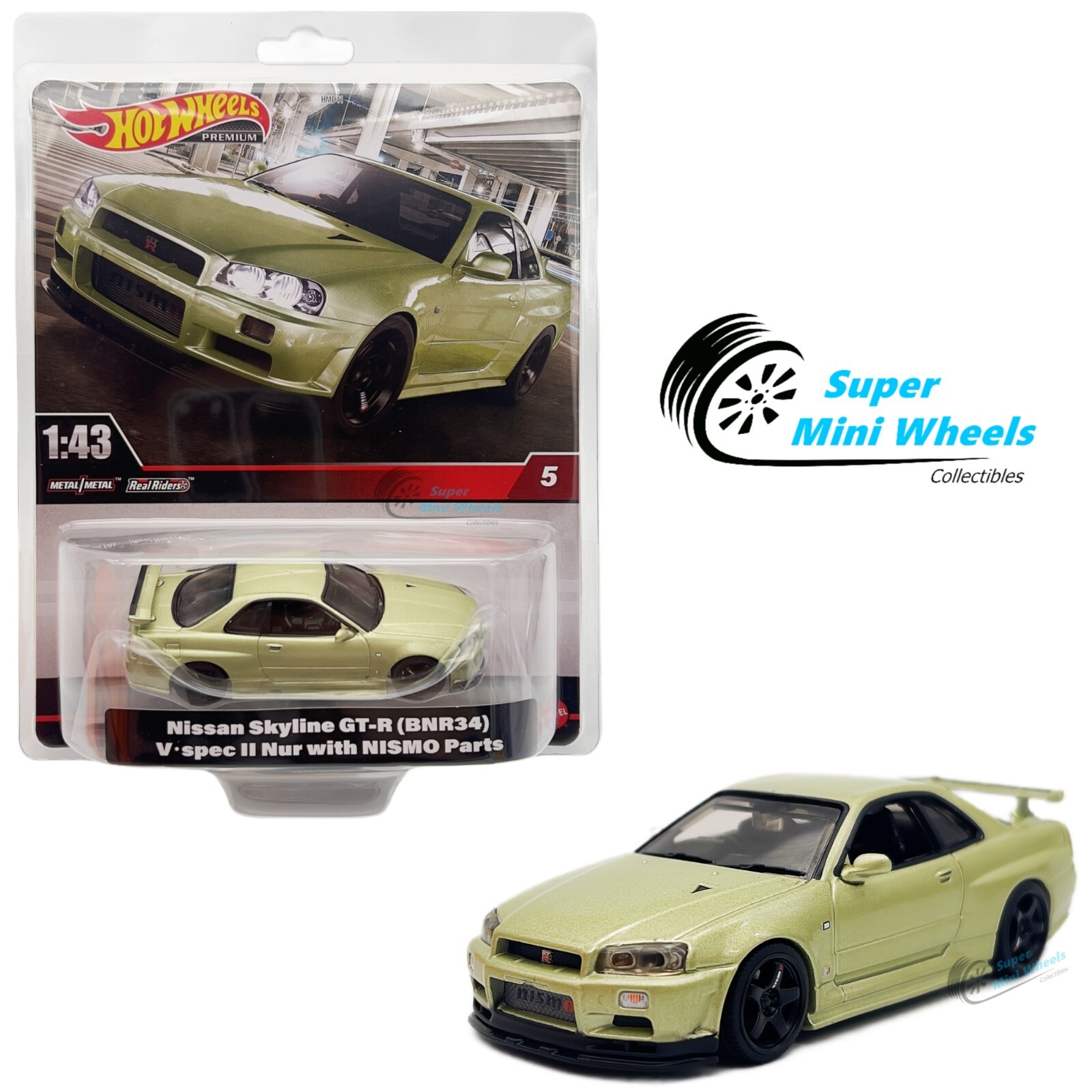 Hot Wheels 1:43 Nissan GT-R R34 V-spec II Nur with Nismo Parts