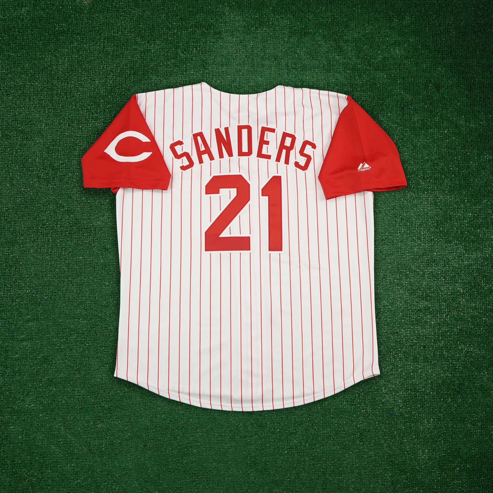 Deion Sanders 1997 Cincinnati Reds Home White Jersey w/ Jackie
