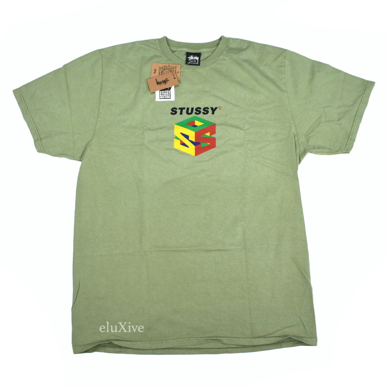 NWT Stussy Nintendo 64 Logo Print Retro Men T-Shirt Olive Green M