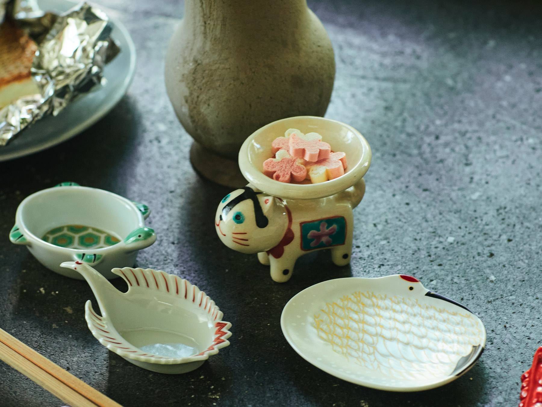 仔犬 瀬戸の豆皿(石皿) 5枚組 (A)