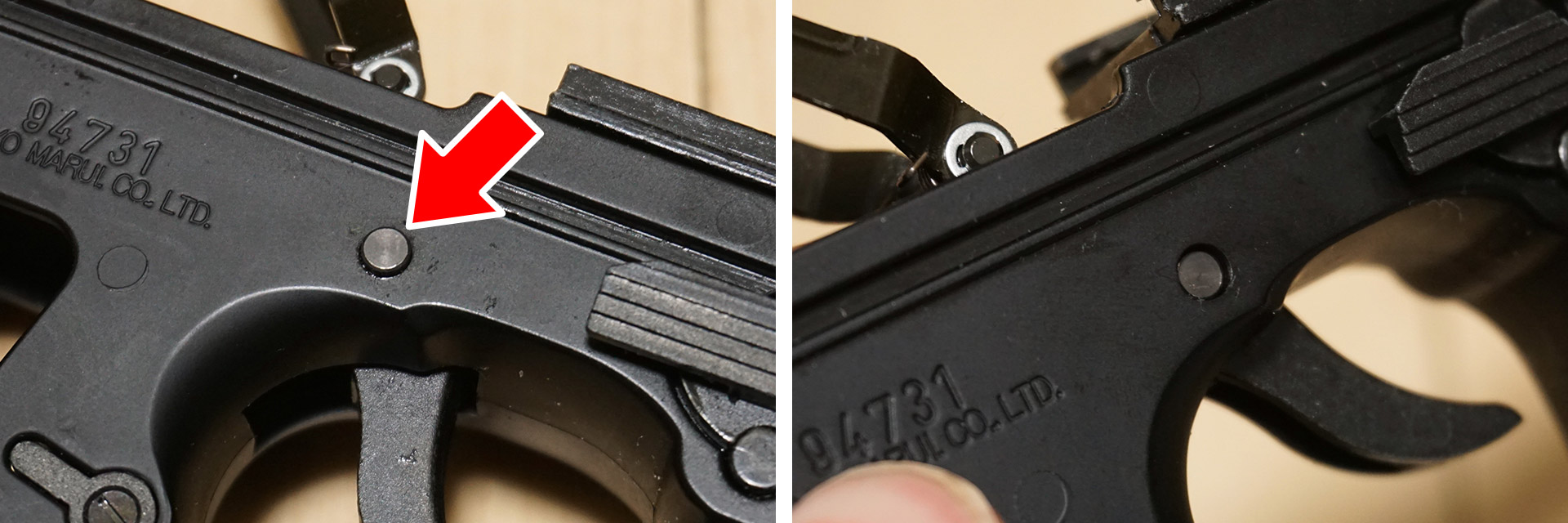 東京マルイ デザートイーグル 50AEのグリップ側を分解していきます