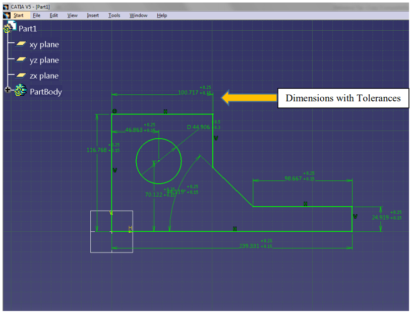 How to reflect sketch dimensions with tolerance in Drafting